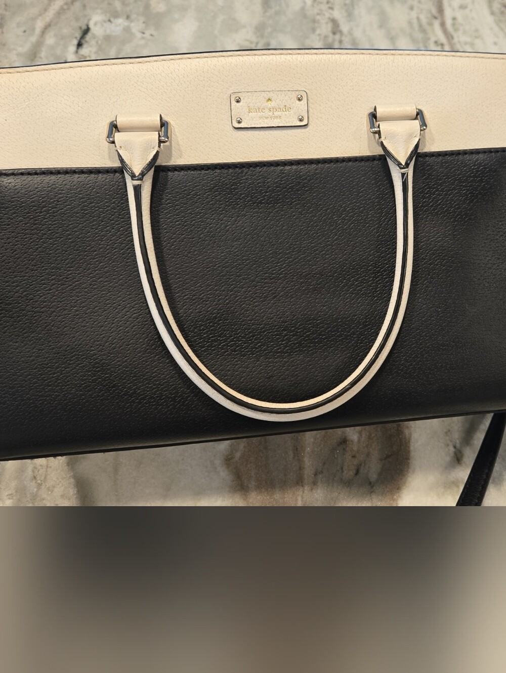 kate spade Black and Cream Two-Tone Leather Satchel